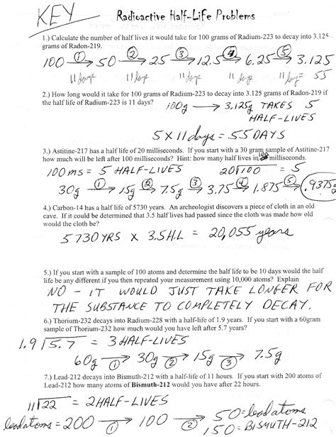 Half Life Calculations Worksheet With Answers