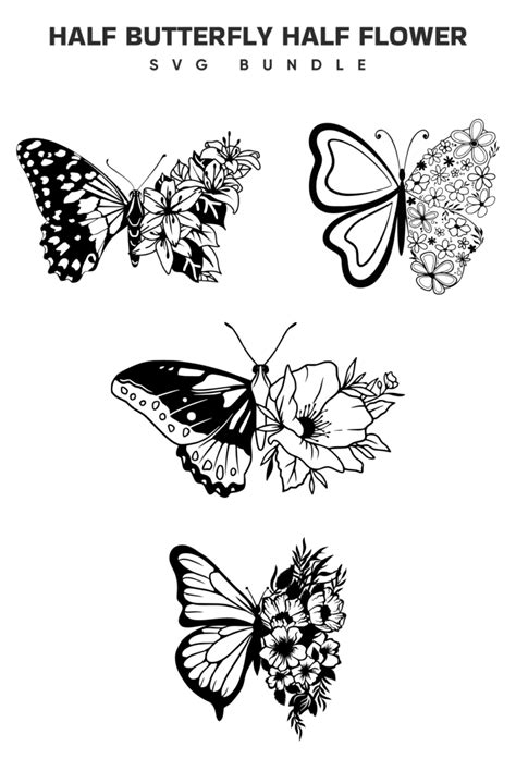 Transform Your Design with the Majestic Half Butterfly SVG - A Mesmerizing Addition to Your Creative Collection!