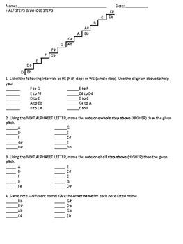 Half Steps And Whole Steps Worksheet Answers