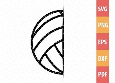 Smash Your Design Game with Half Volleyball SVG - A Perfect Addition to Your Sports-loving Collection!