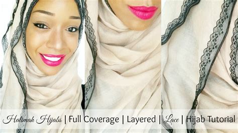 Halimah Hijabs Layered Lace Hijab Tutorial Full Coverage YouTube