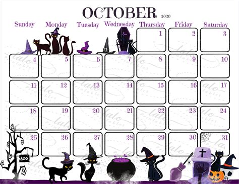 Halloween Calendar Printable