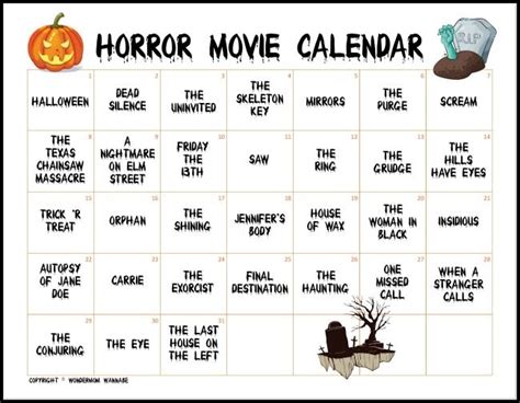 Halloween Movie Countdown Calendar