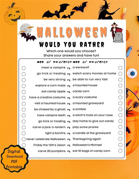 Halloween Would You Rather Free Printable