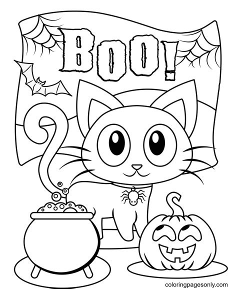 Halloween Cat Color Pages
