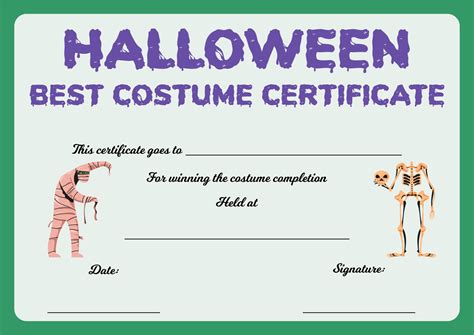 Halloween Costume Certificate Template Best Template Ideas