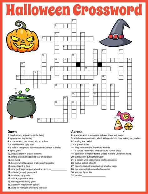 Halloween Crossword Puzzles Printable Free