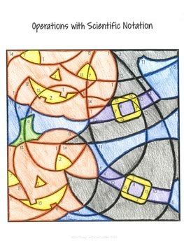 Halloween Math Operations with Scientific Notation Coloring By Number