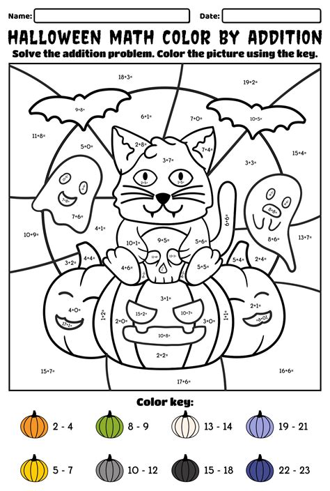 Halloween Maths Colouring Worksheets