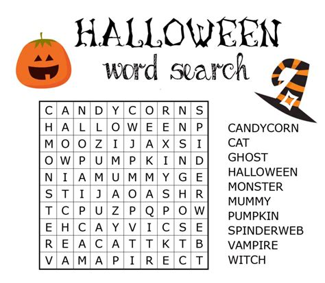 Halloween Search A Word Puzzle Printable