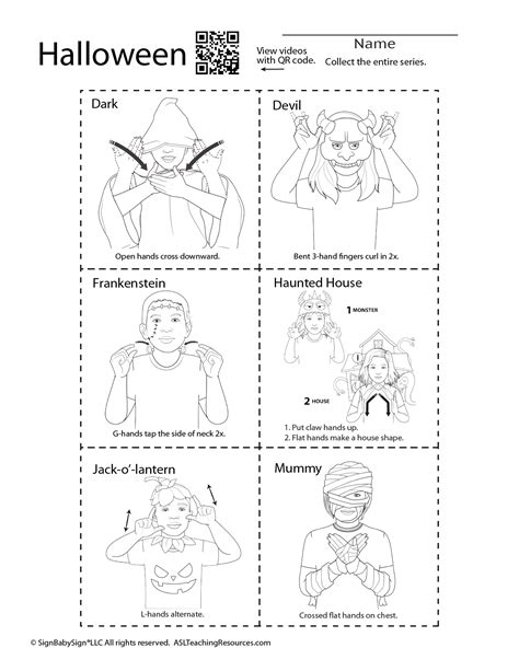 Halloween Sign Language Printables