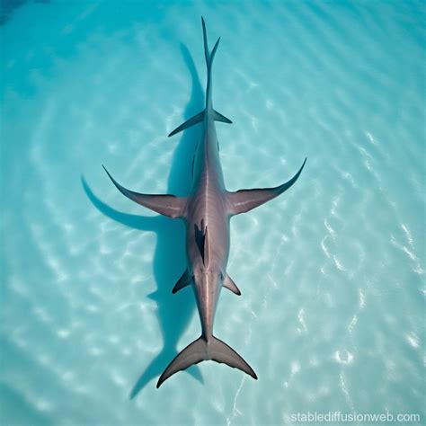 One Hammerhead Shark View from Above in Nature Stock Image - Image of