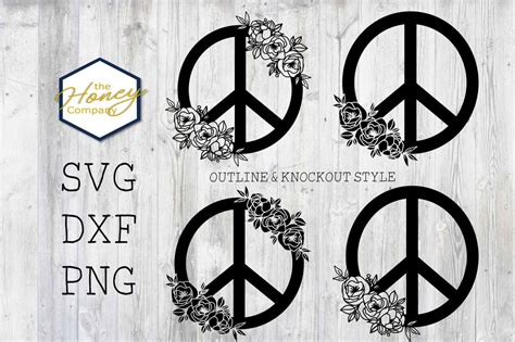 Download Hand Drawn Peony Peace Sign SVG PNG... Cut Images