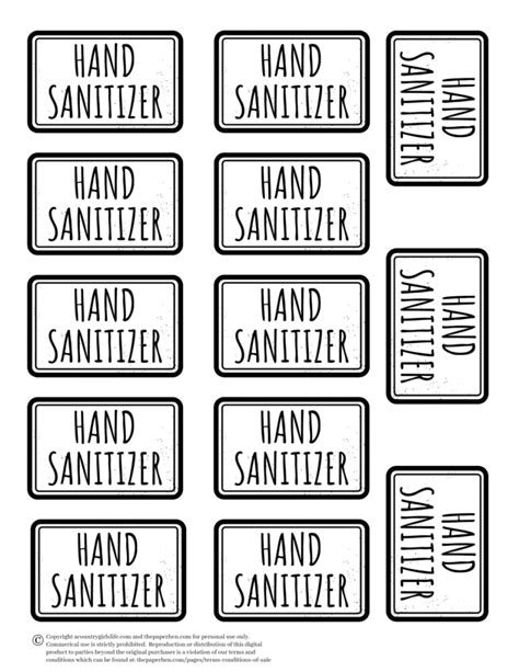 Hand Sanitizer Printable Label