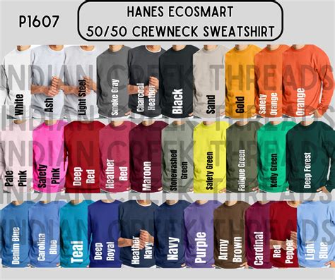 Hanes Sweatshirt Color Chart