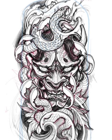 Hannya Oni Mask Tattoo Design