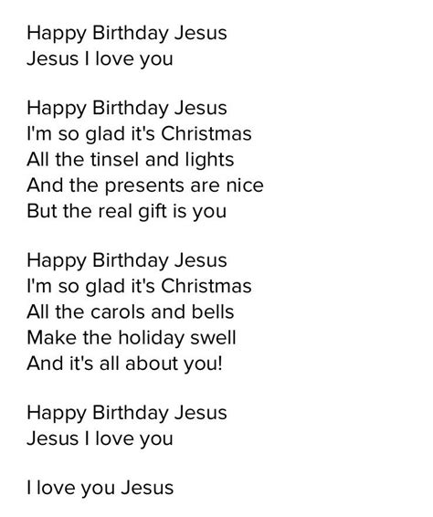 Happy Birthday Jesus Lyrics Printable