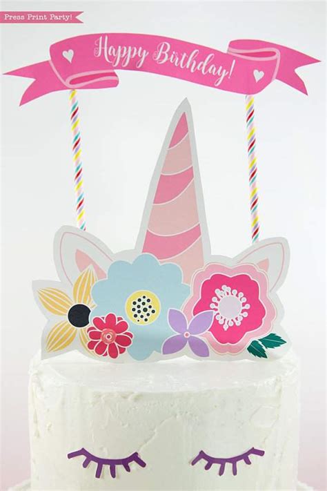 Happy Birthday Unicorn Cake Topper Printable
