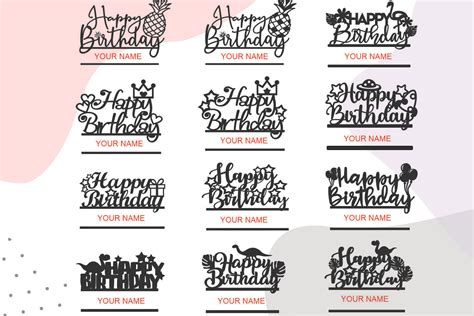 Download Happy Birthday Cake Topper Bundle Crafts
