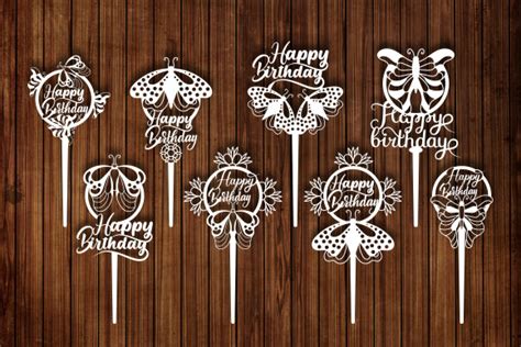 Download Happy Birthday Cake Topper Bundle Cut Files