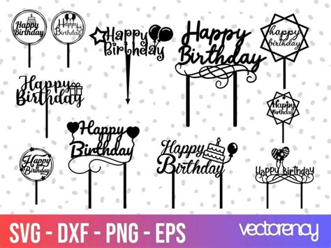 Download Happy Birthday Cake Topper SVG File - SVG Design Commercial Use For Crafts