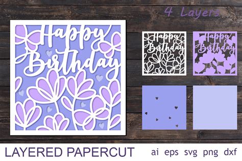 Download Happy Birthday Card Papercut Cut Files