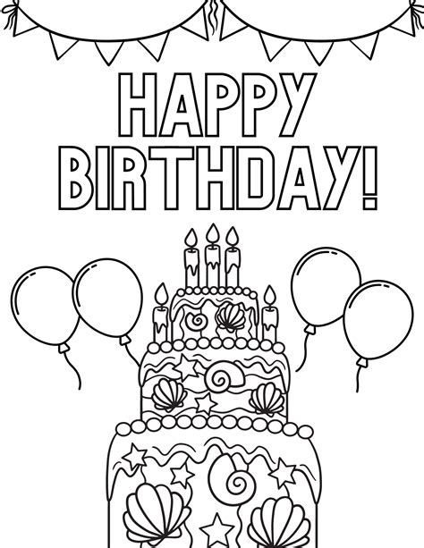 Happy Birthday Color Pages Free
