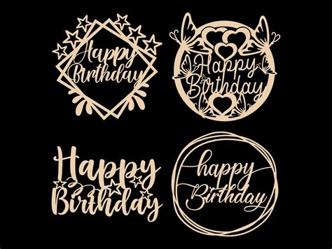 Download Happy Birthday Hearts Cake Topper SVG File - SVG Design Cricut SVG Free PSD Mockups