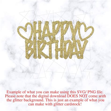 Download Happy Birthday Hearts Cake Topper SVG File - SVG Design Printable