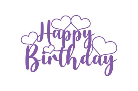 Download Happy Birthday Hearts Cake Topper SVG File - SVG Design for Cricut Machine