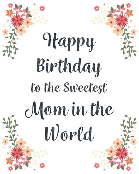 Happy Birthday Mom Card Printable