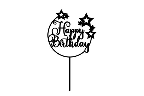 Download Happy Birthday Stars Cake Topper SVG File - SVG Design for Cricut Machine