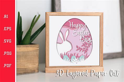 Download Happy Easter 3D Layered Paper Cut -... Silhouette For Crafts