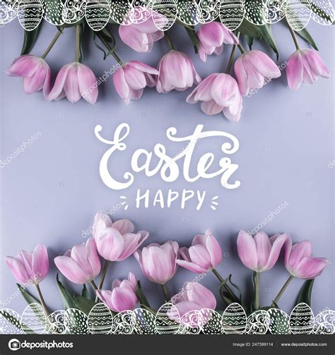 Happy Easter With Flowers