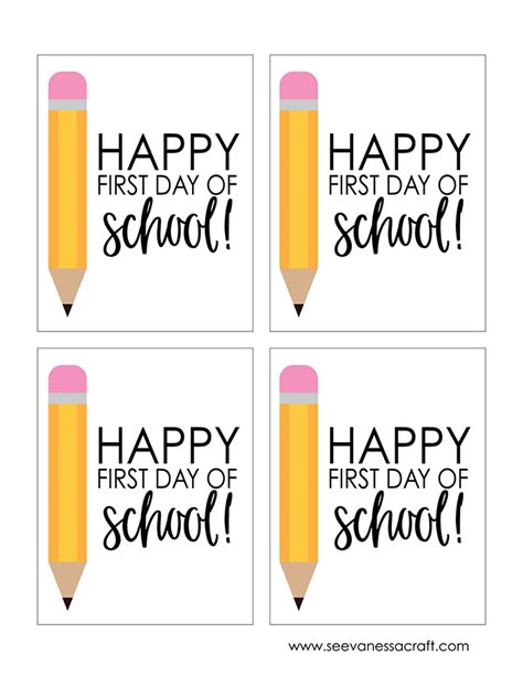 Happy First Day Of School Tag Free Printable