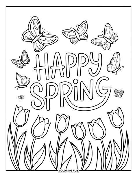 Happy Spring Coloring Page