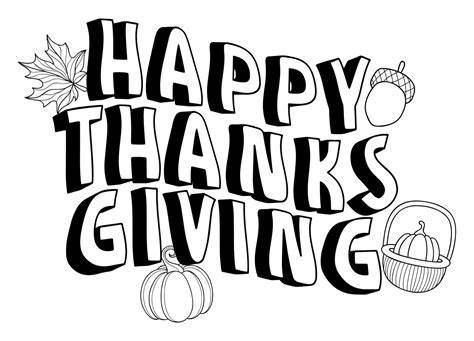 Happy Thanksgiving Clipart Coloring Pages