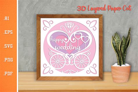 Download Happy Wedding 3D Layered Paper Cut -... Commercial Use Free PSD Mockups