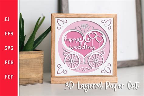 Download Happy Wedding 3D Layered Paper Cut -... Printable
