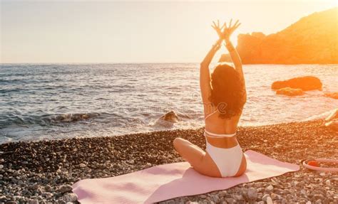 Happy Woman Sunset Yoga