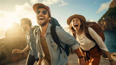 Happy travellers group