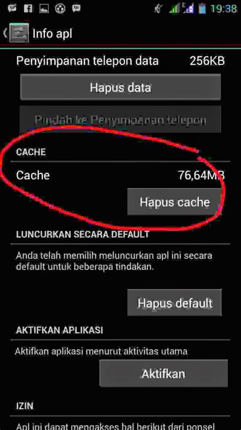 Hapus Cache Aplikasi