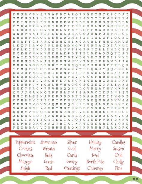 Hard Christmas Word Search Printables