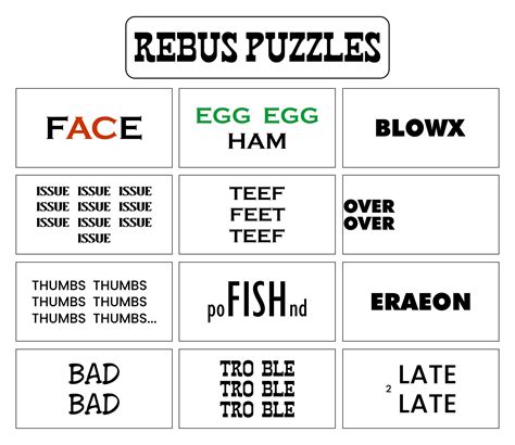 Hard Rebus Puzzles With Answers Printable Pdf