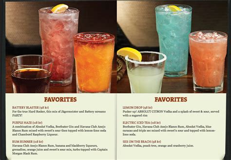 Hard Rock Cafe drinks