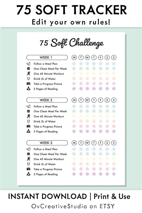 Hard Tracker Printable 75 Soft Challenge Printable Free