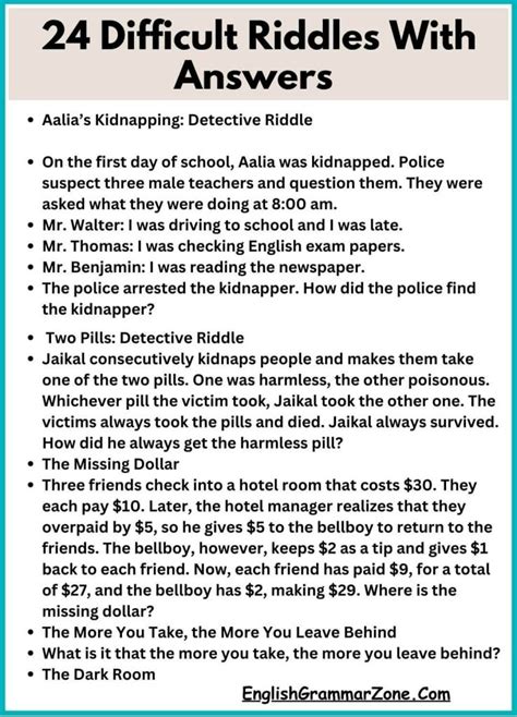 Hardest Long Riddles With Answers