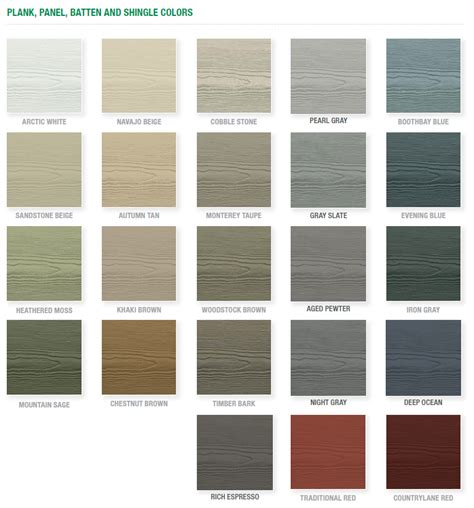 Hardie Plank Color Chart