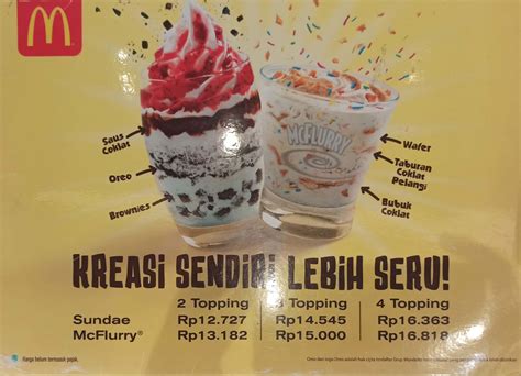 Harga Ice Cream McD Terbaru 2020