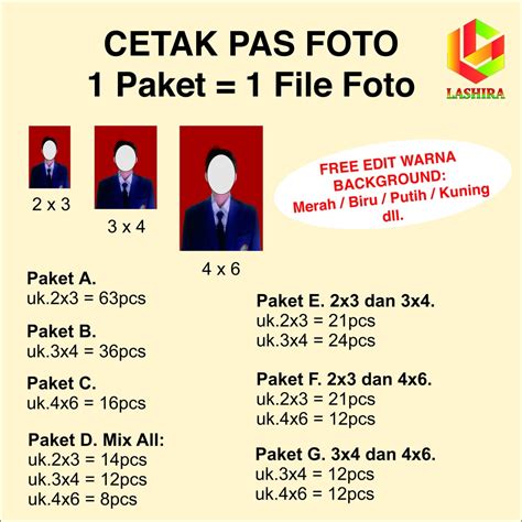 Harga Pas Foto 3x4 Terbaru